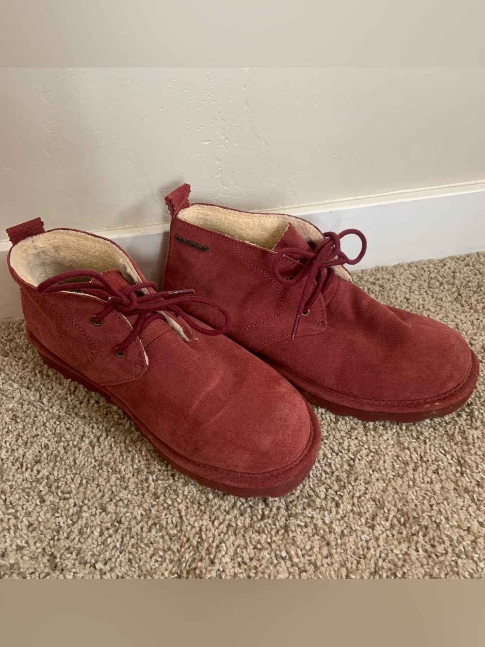 Bearpaw Womens 2578 Red Suede Leather Chukka Ankle Boots 9 WARM FASTSHIP UGG